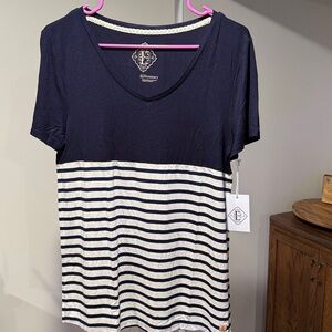 Striped Navy and White Top